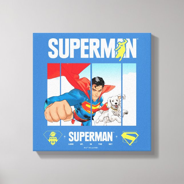 Superman and Krypto Take Flight Canvas Print (Front)