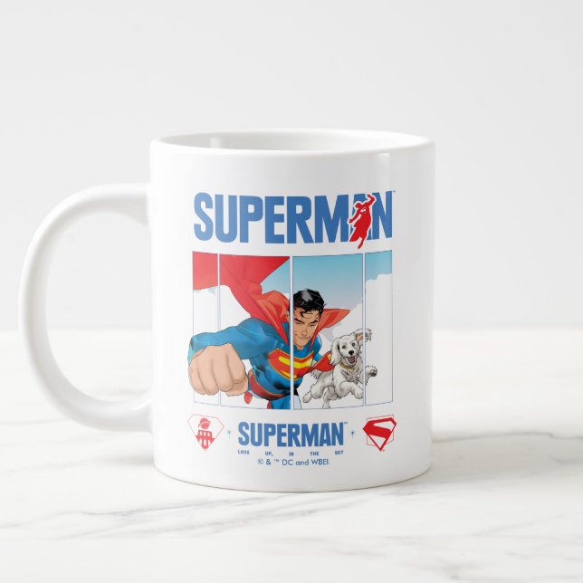 Superman and Krypto Take Flight Large Coffee Mug (Left)