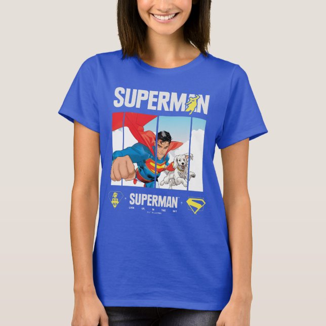 Superman and Krypto Take Flight T-Shirt (Front)