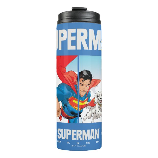 Superman and Krypto Take Flight Thermal Tumbler (Front)