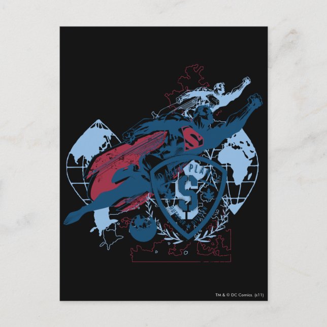 Superman and Map Postcard (Front)