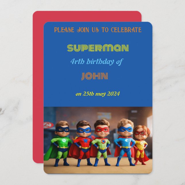 superman birthday invitation (Front/Back)