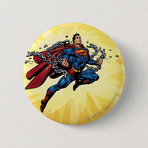 Superman breaks chains 6 cm round badge