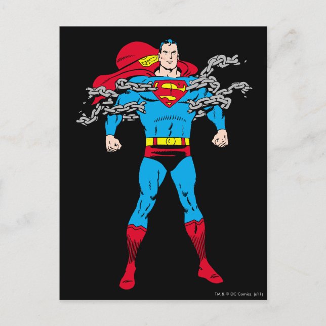 Superman Breaks Chains Postcard (Front)