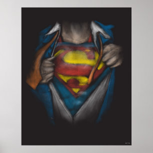 Superman   Chest Reveal Sketch Colorized Poster