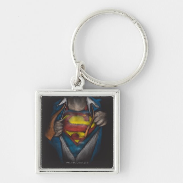 Superman | Chest Reveal Sketch Colourized Key Ring (Front)