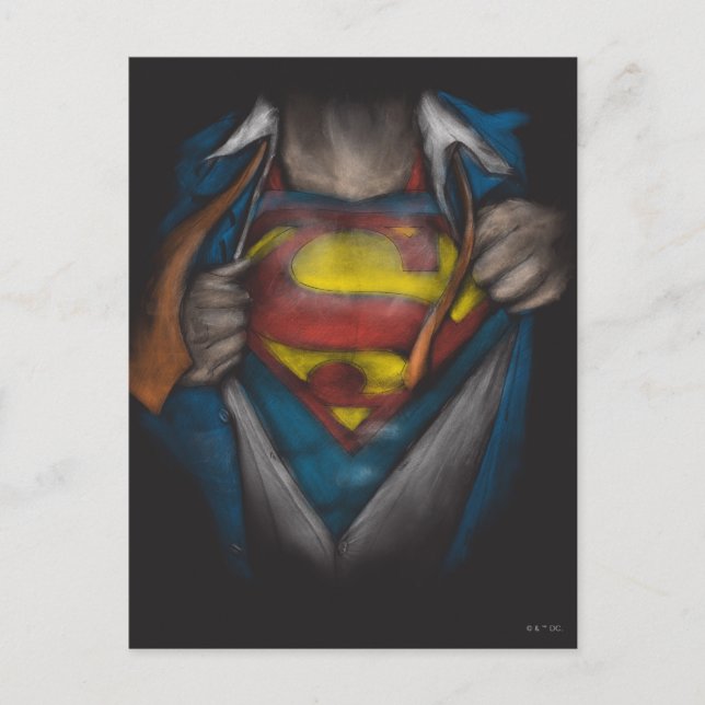 Superman | Chest Reveal Sketch Colourized Postcard (Front)