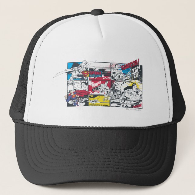 Superman Comic Book Collage Trucker Hat (Front)