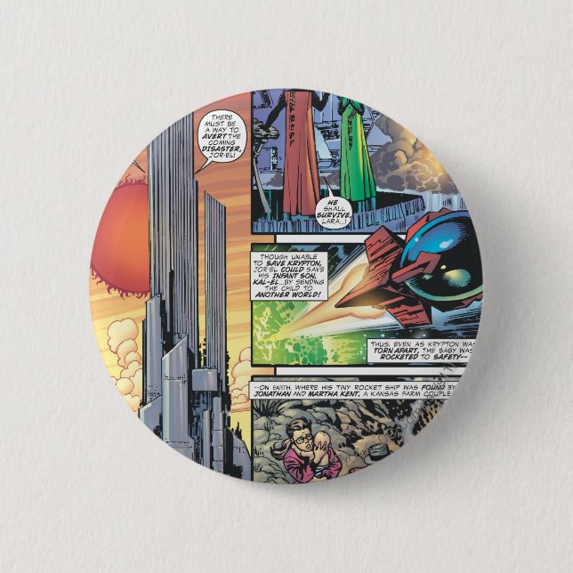 Superman Comic Panel - Clark's Origins 6 Cm Round Badge (Front)