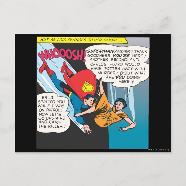 Superman Comic Panel - Lois Plunges Postcard (Front)