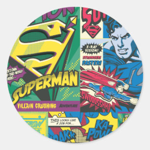 Superman Comic Panels Classic Round Sticker
