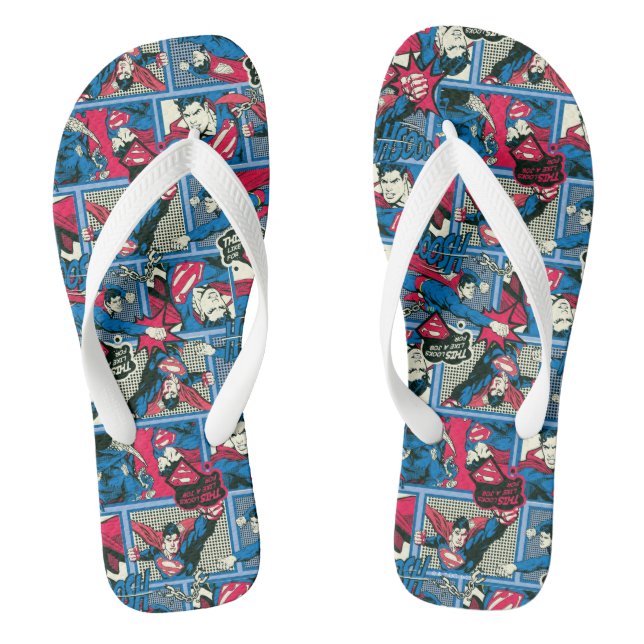 Superman Comic Pattern Flip Flops (Footbed)