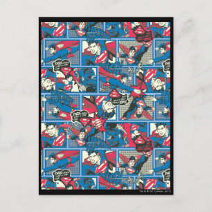 Superman Comic Pattern Postcard
