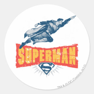 Superman distressed classic round sticker