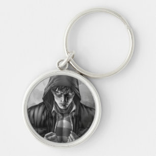 Superman Earth Cover - Black and White Key Ring