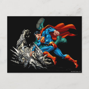 Superman Fights Monster Postcard
