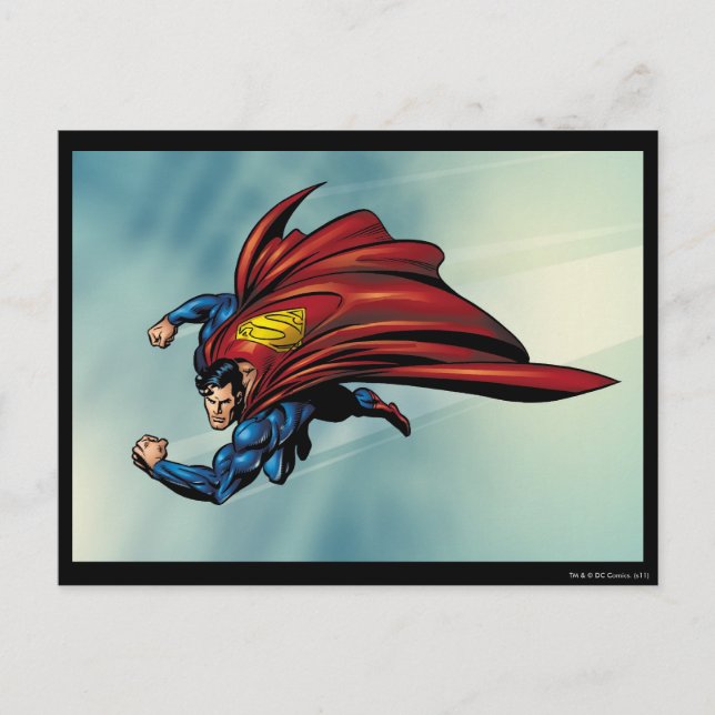 Superman flys with cape postcard (Front)
