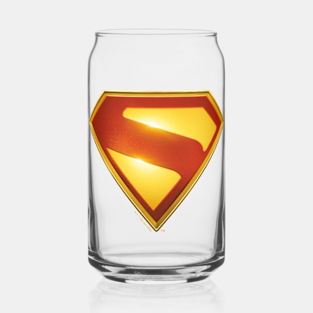 Superman Golden S Shield Brilliance Can Glass (Front)