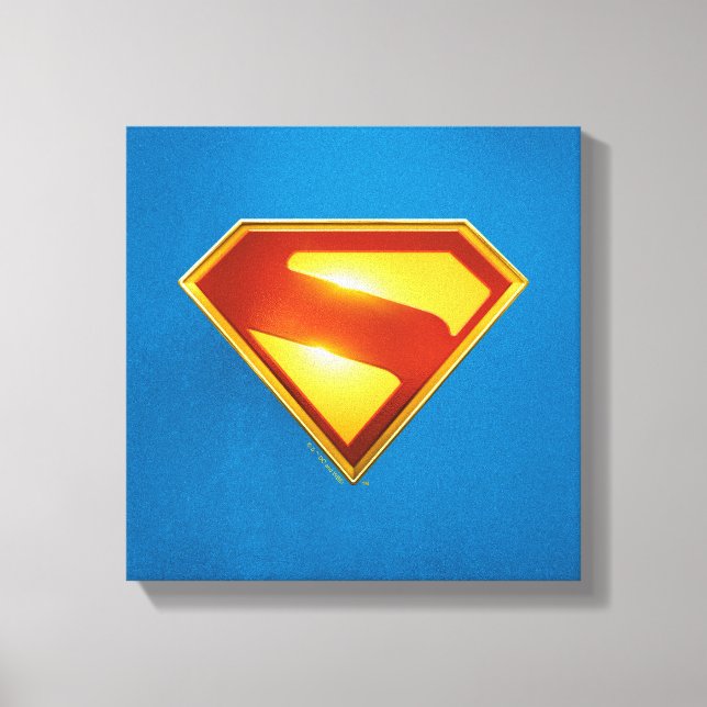 Superman Golden S Shield Brilliance Canvas Print (Front)