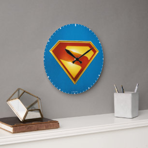 Superman Golden S Shield Brilliance Large Clock