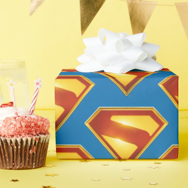 Superman Golden S Shield Brilliance Wrapping Paper (Birthday Party)
