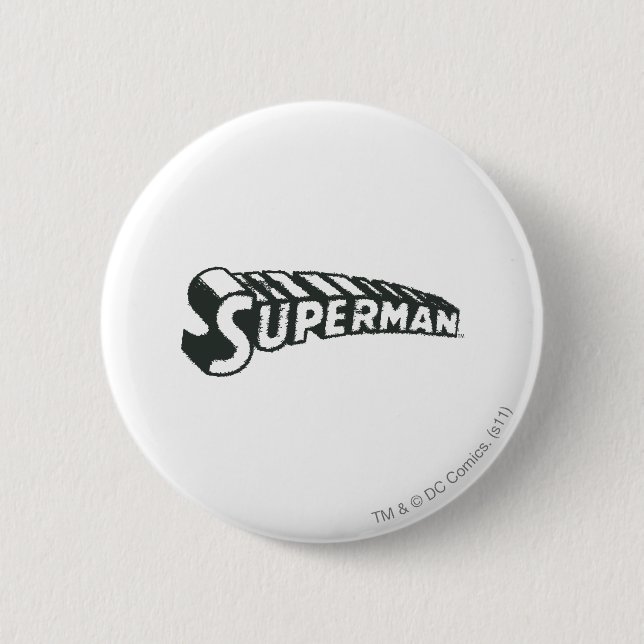 Superman | Grunge Letters Logo 6 Cm Round Badge (Front)