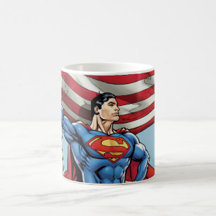 Superman Holding US Flag Coffee Mug