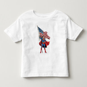 Superman Holding US Flag Toddler T-Shirt