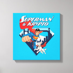 Superman & Krypto Soar Canvas Print