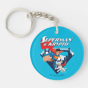 Superman & Krypto Soar Key Ring