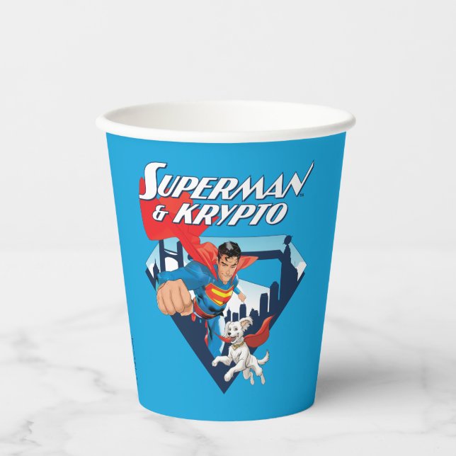 Superman & Krypto Soar Paper Cups (Front)
