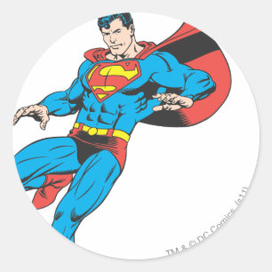 Superman Lands Lightly 2 Classic Round Sticker