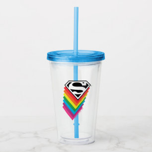 Superman Layered Rainbow Logo Acrylic Tumbler