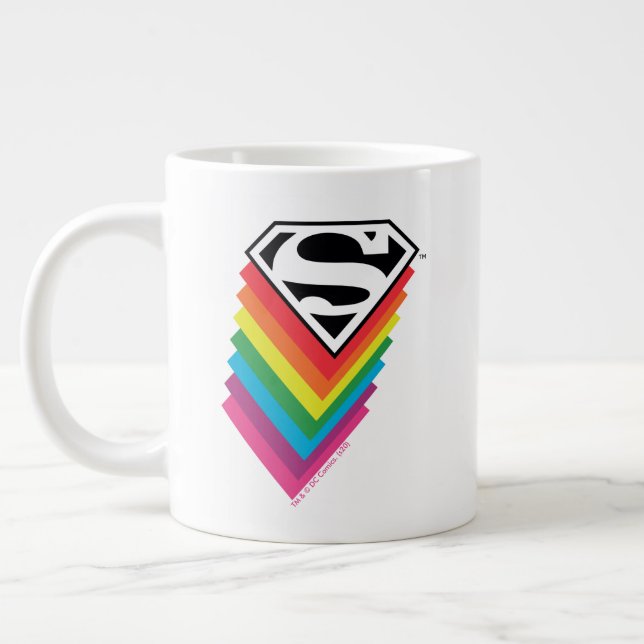 Superman Layered Rainbow Logo Large Coffee Mug (Left)