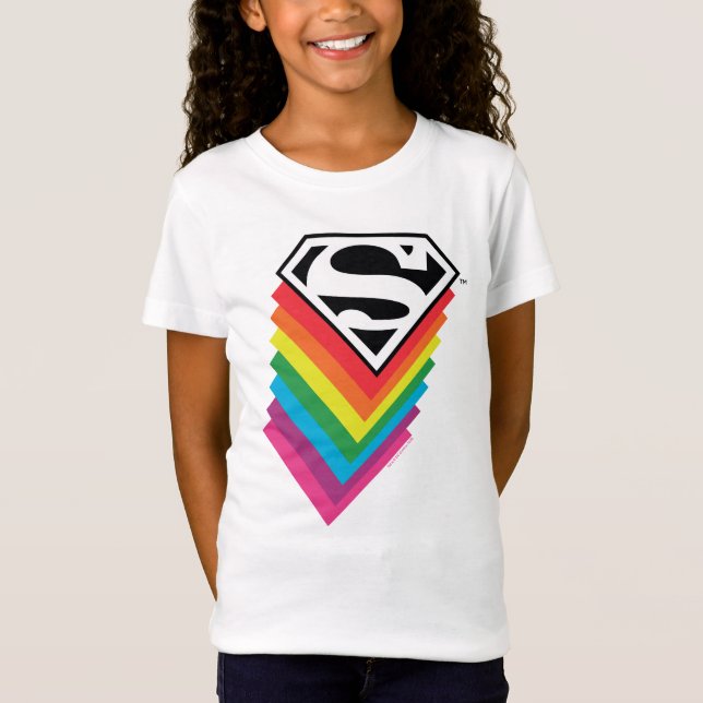 Superman Layered Rainbow Logo T-Shirt (Front)