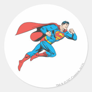 Superman Leaps Right Classic Round Sticker