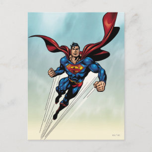 Superman leaps upward postcard
