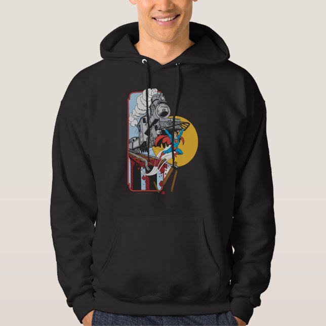 Superman Lifts Train Hoodie (Front)