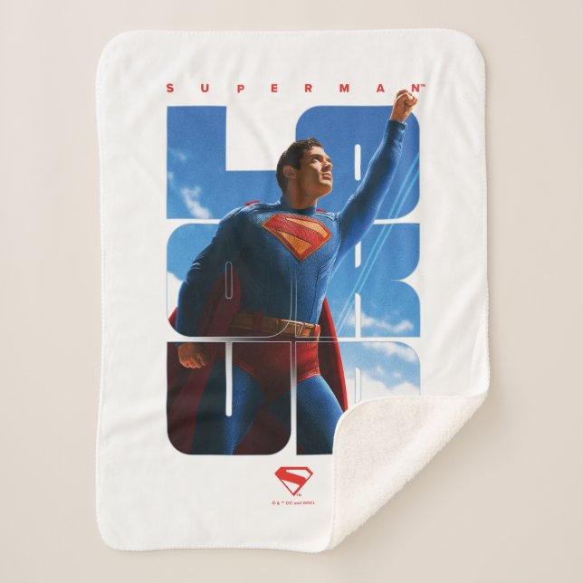 Superman Look Up Pose Sherpa Blanket (Front)