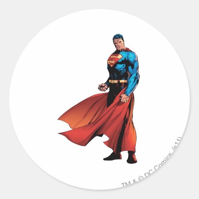 Superman Looks Front Classic Round Sticker (Front)