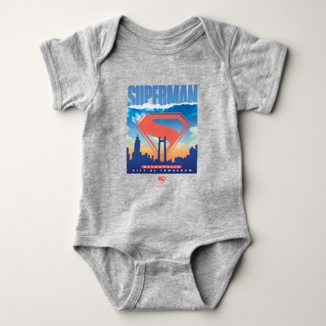 Superman Metropolis Skyline Baby Bodysuit (Front)