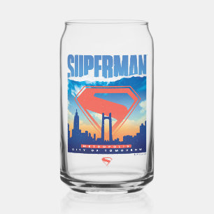 Superman Metropolis Skyline Can Glass
