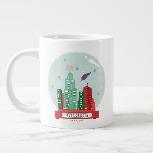 Superman Metropolis Snow Globe Graphic Large Coffee Mug (Left)