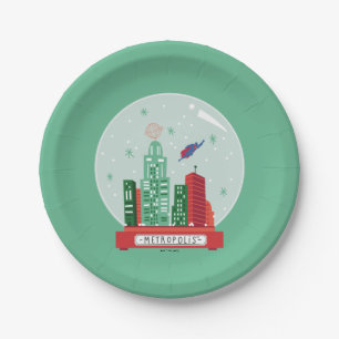 Superman Metropolis Snow Globe Graphic Paper Plate