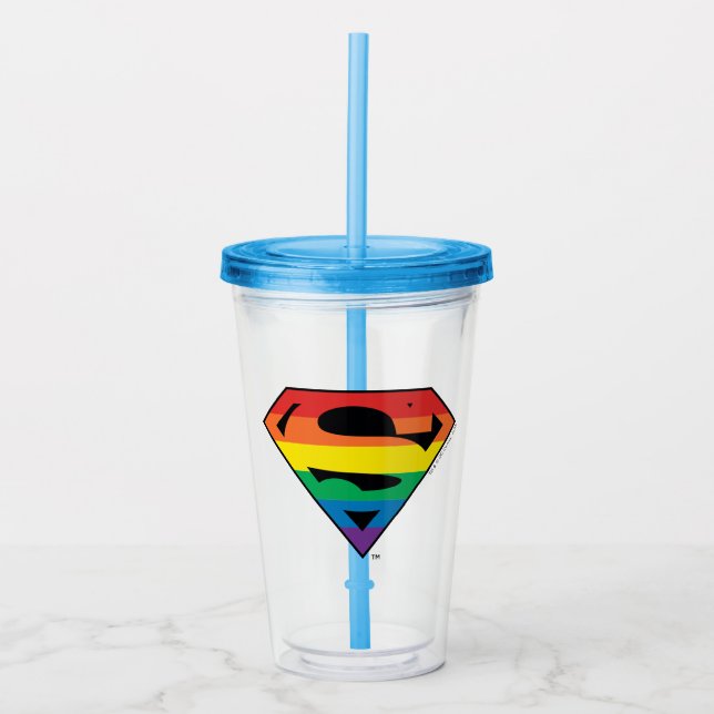 Superman Rainbow Logo Acrylic Tumbler (Front)