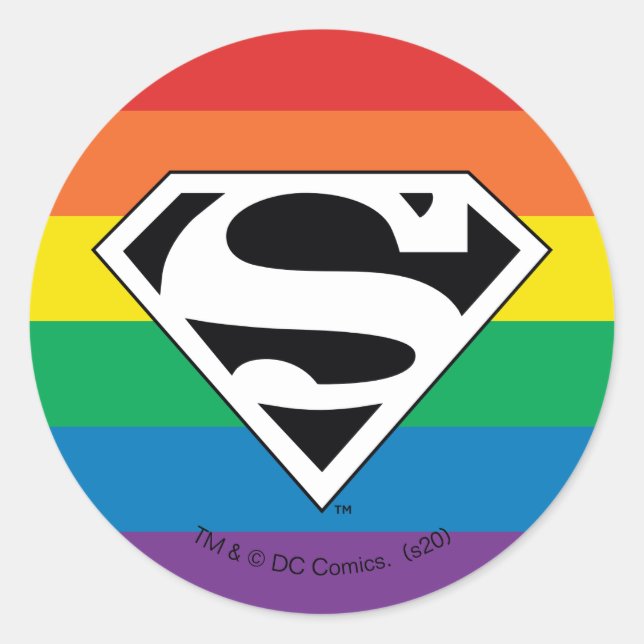 Superman Rainbow Logo Classic Round Sticker (Front)