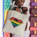 Superman Rainbow Logo Tote Bag<br><div class="desc">DC Pride | Superman's iconic logo with layers of rainbow colors inside it.</div>