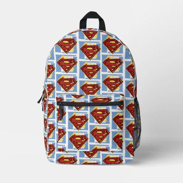 Superman Red and Blue Pattern Printed Backpack (Front)