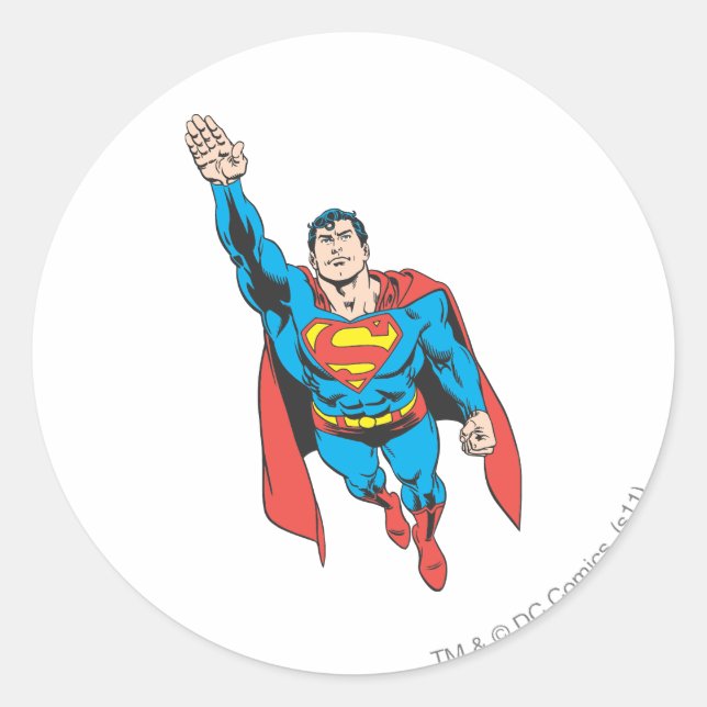 Superman Right Arm Raised Classic Round Sticker (Front)