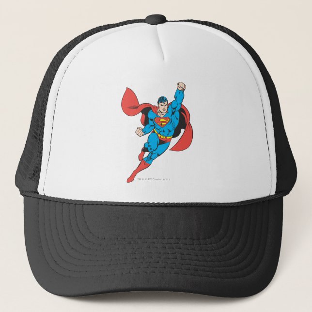 Superman Right Fist Raised Trucker Hat (Front)
